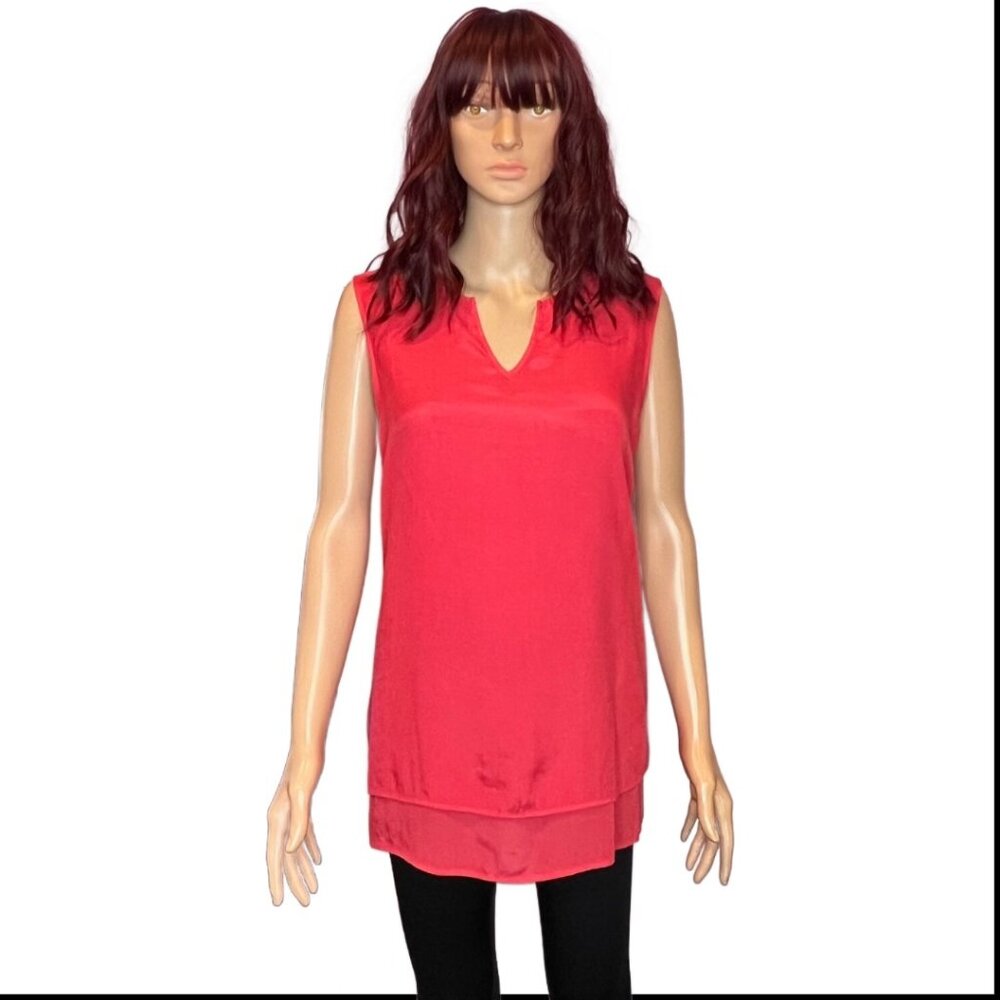 Christiana B One Piece Double Layered Tunic Watermelon Red  Sz L